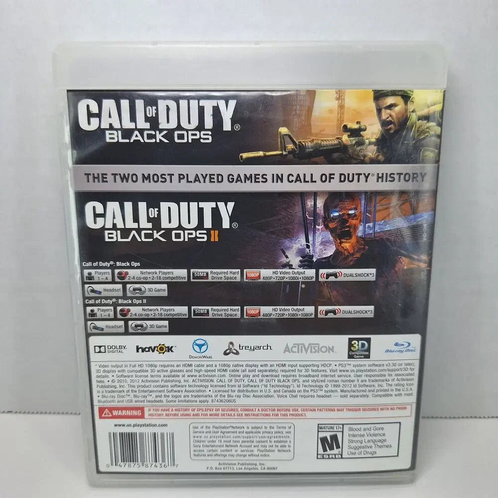 Call Of Duty Black Ops I & II 2 Combo Pack Video Game - Sony PlayStation 3 PS3